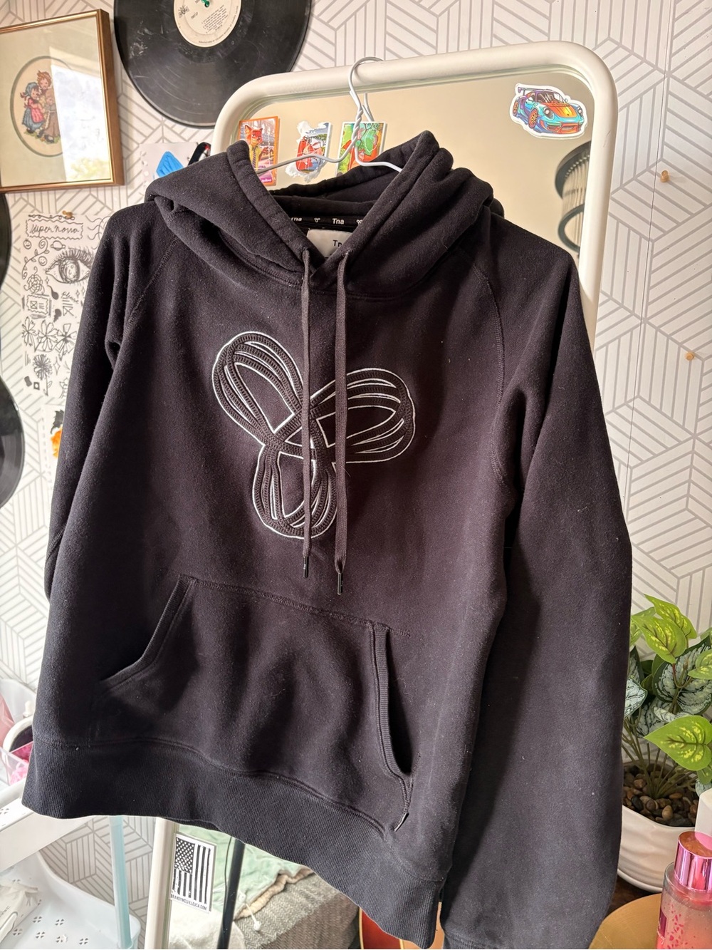 TNA Black Hoodie Sweater with Loop Stitch Logo
